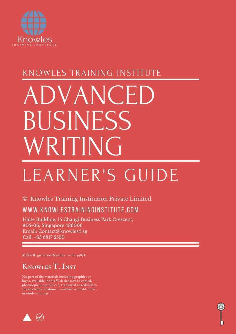 Advanced Business Writing Training Course in Mexico Learner_s Guide