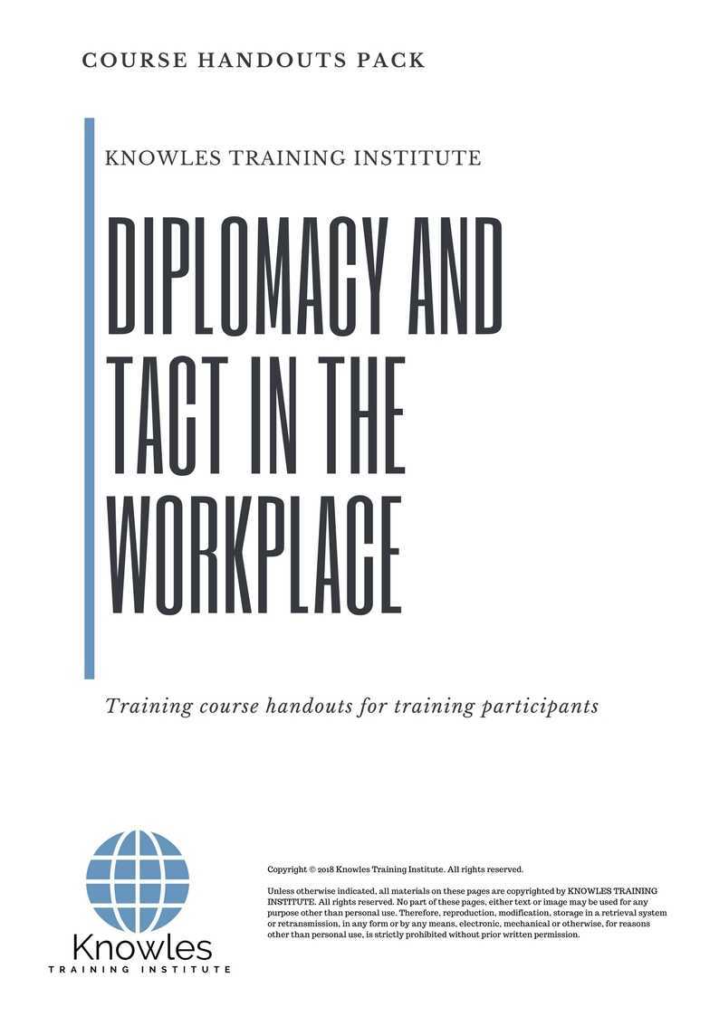 Diplomacy and Tact In The Workplace Training Course in Mexico Handouts