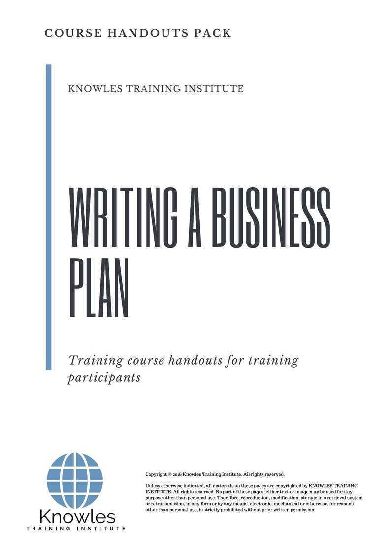 Writing A Business Plan Training Course in Mexico Handouts