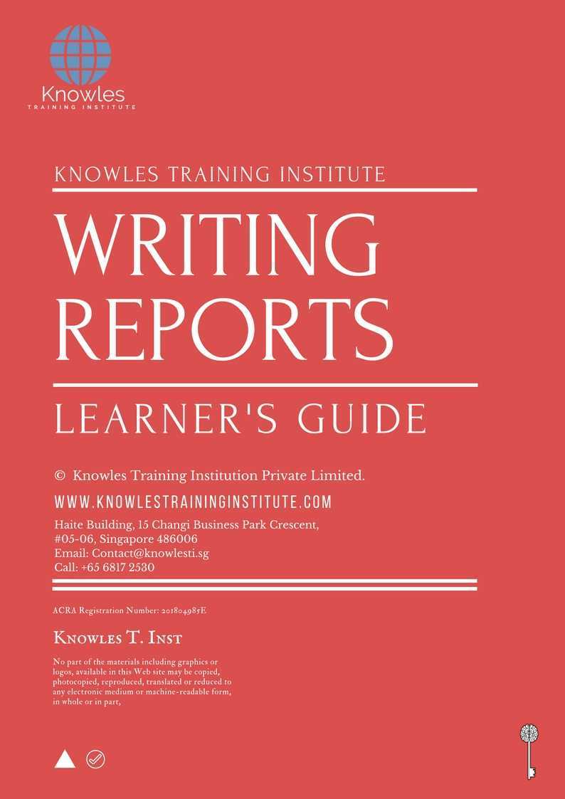 Writing Reports Training Course in Mexico Learner_s Guide