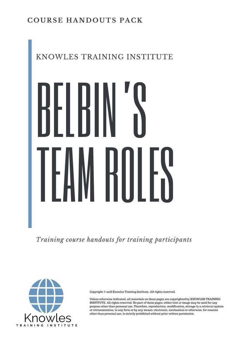 Belbin’S Team Roles Training Course in Mexico Handouts