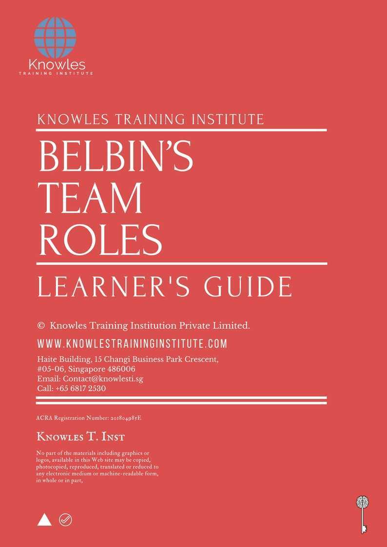 Belbin’S Team Roles Training Course in Mexico Learner_s Guide