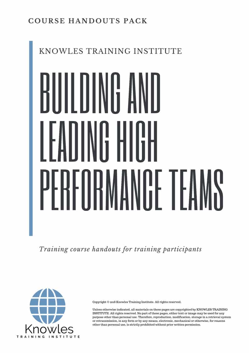 Building And Leading High Performance Teams Course in Mexico Handouts