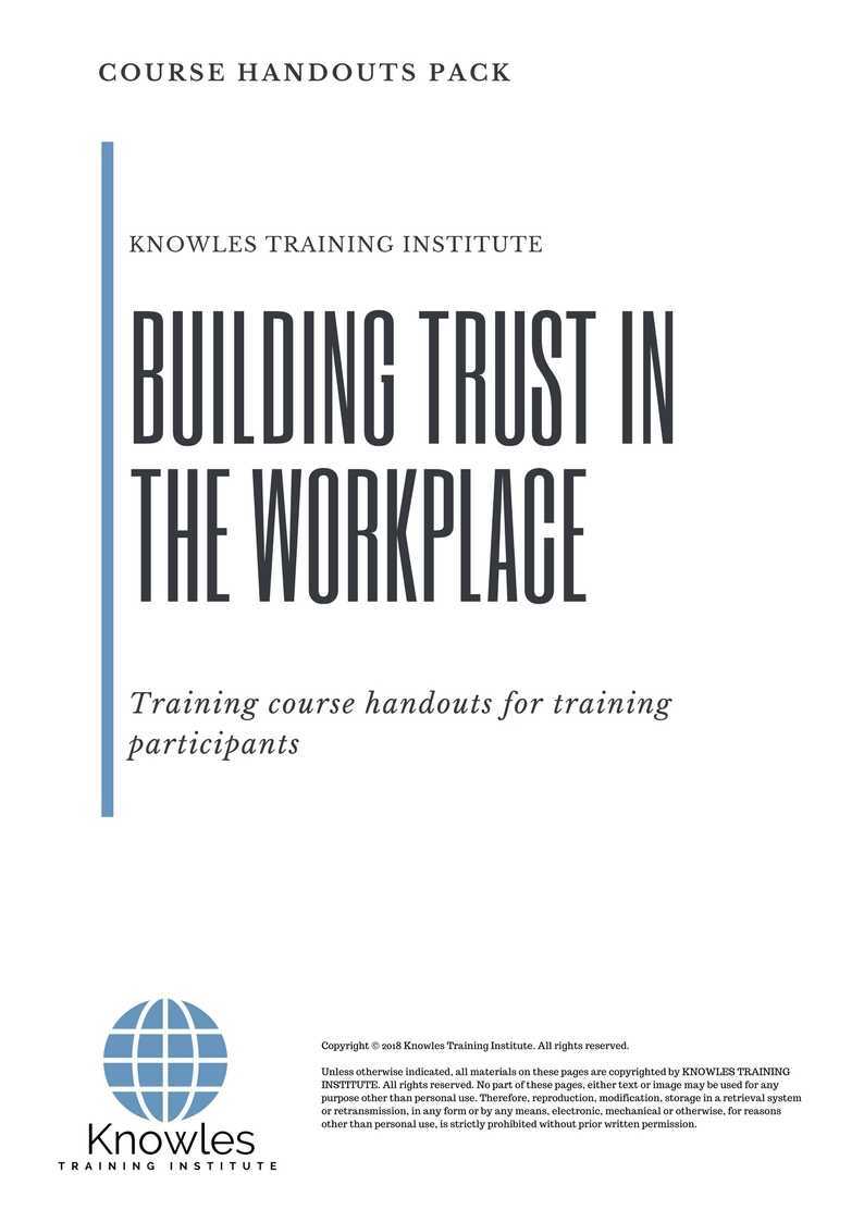 Building Trust In The Workplace Training Course in Mexico Handouts