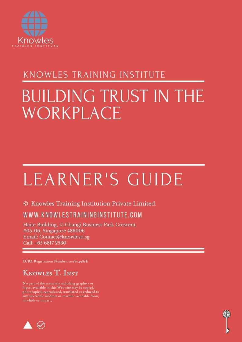 Building Trust In The Workplace Training Course in Mexico Learner_s Guide