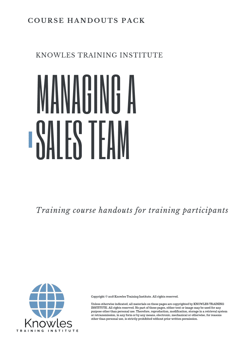 Managing A Sales Team Course in Mexico Handouts