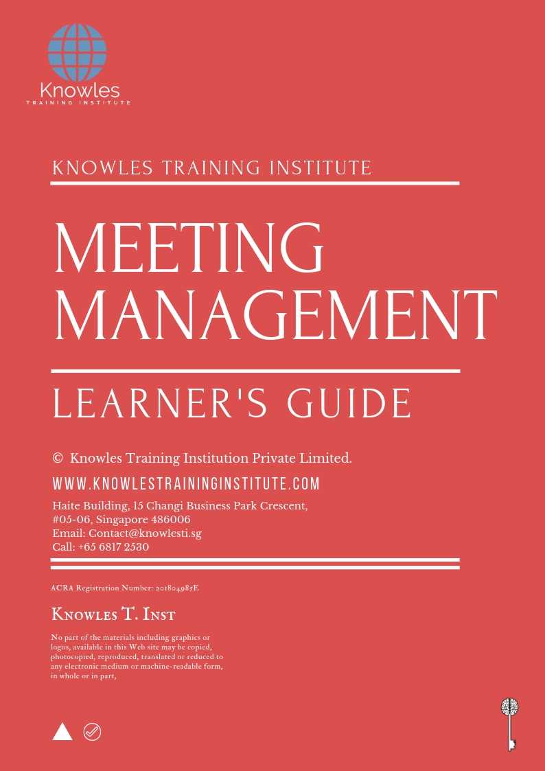Meeting Management Training Course in Mexico Learner_s Guide