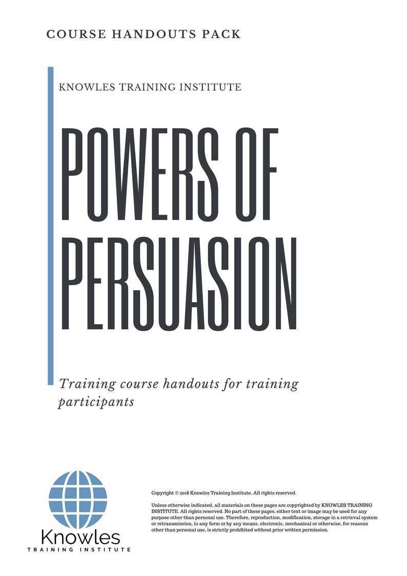 Powers Of Persuasion Training Course in Mexico Handouts