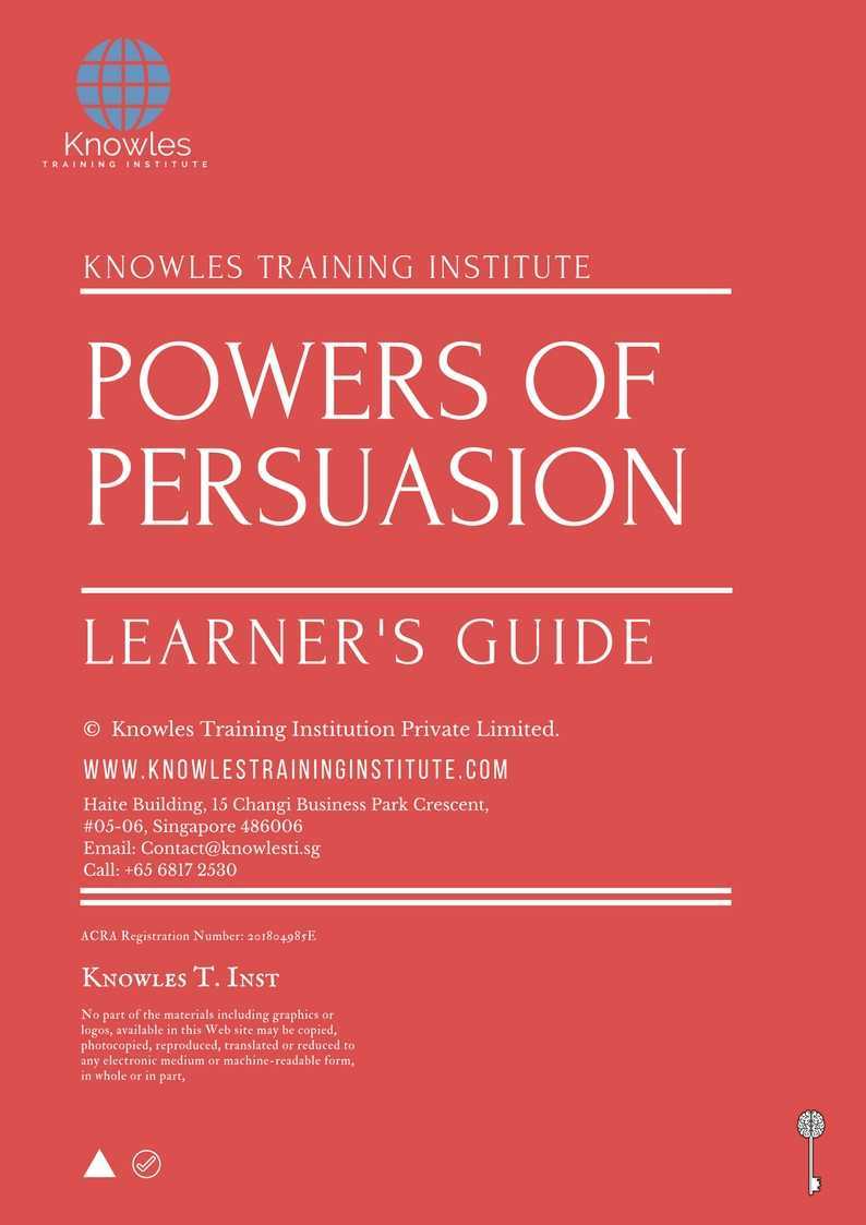 Powers Of Persuasion Training Course in Mexico Learner_s Guide