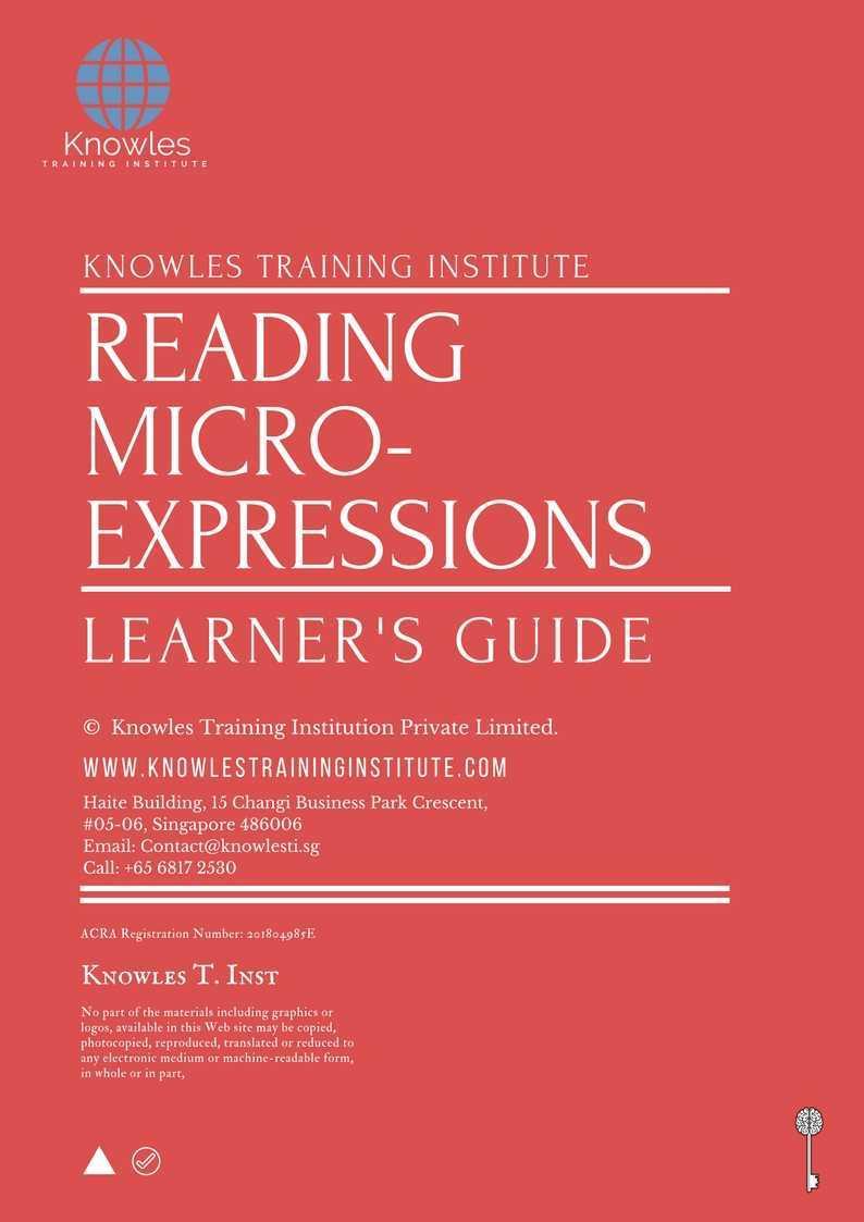 Reading Micro-Expressions Training Course in Mexico Learner_s Guide