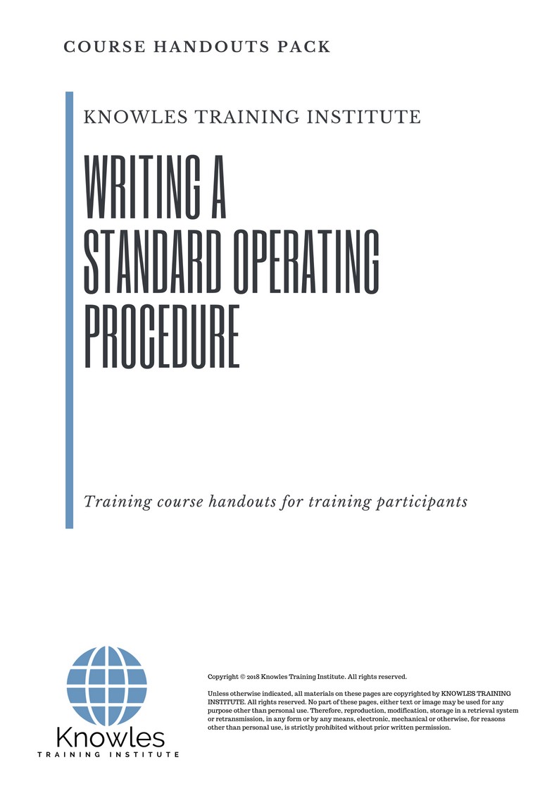 Writing A Standard Operating Procedure Training Course in Mexico Course Handouts
