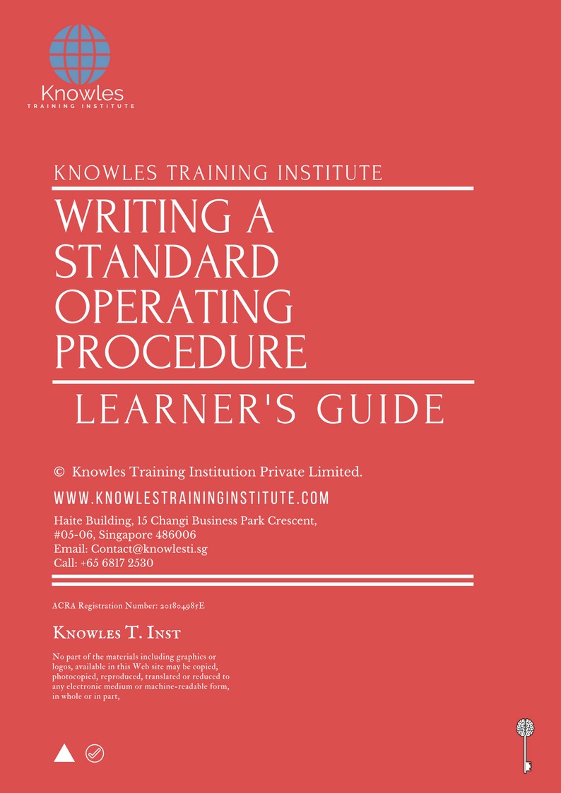 Writing A Standard Operating Procedure Training Course in Mexico Learner’s Guide